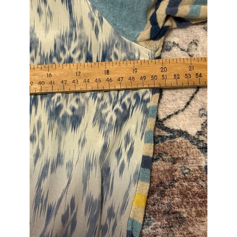 Sundance Ikat Joy Print Linen Silk Blend Cardigan Sweater Women's Medium Blue - Picture 5 of 7